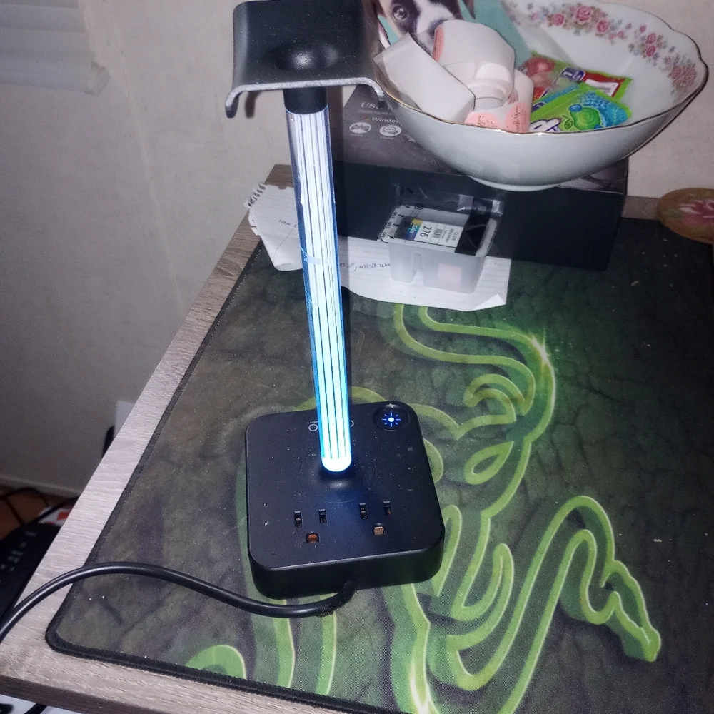 Neon Lighted Charging Station & Headphones Holder